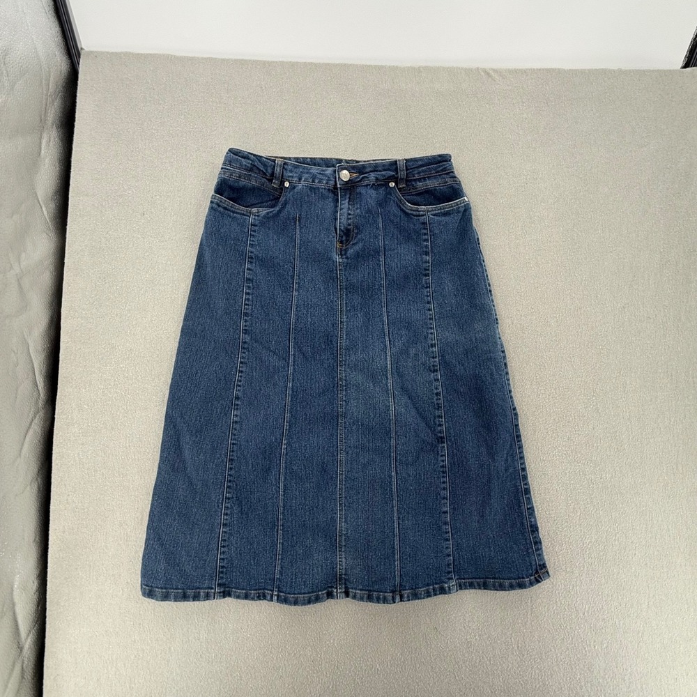 Vintage Indigo Denim Blue Jean A Line Maxi Skirt Women Size 10